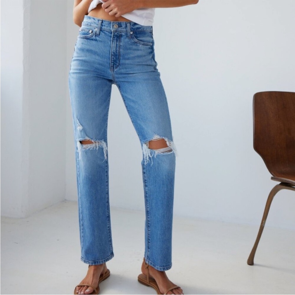 AYR Lala Straight Leg Jeans with Distressed Details